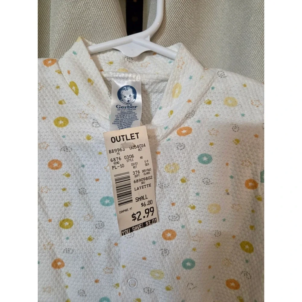 Vintage Gerber Baby Sleeper 3-6 Months White Waffle Thermal Footed Snap Pajamas